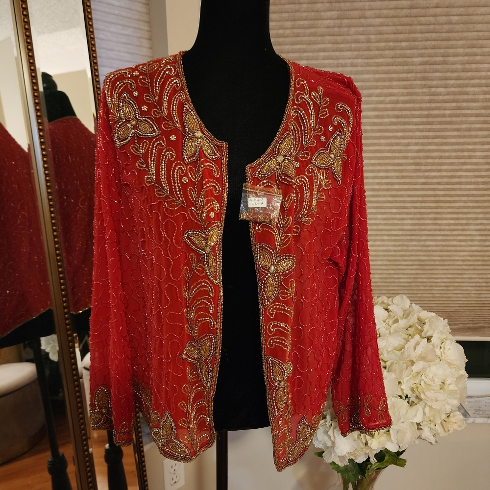 Women's silk beaded jacket